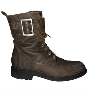 Clarks - BOHO Style Lace Up Buckle Leather Boots - 7.5